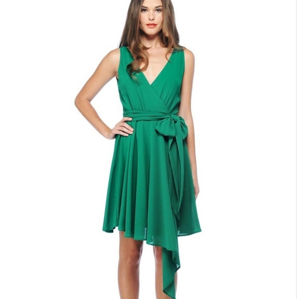 BB Dakota Asymmetrical Wrap Green Dress